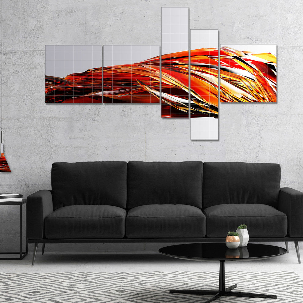 Red Faceted Crystal Texture, Abstract Canvas Art Print, 60"x32", 5 panels