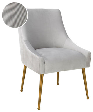 Beatrix Pleated Light Grey Velvet Side Chair - Light Grey