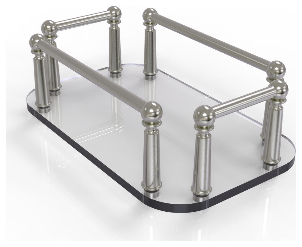 Vanity Top Glass Guest Towel Tray, Satin Nickel