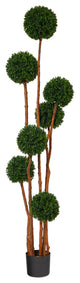 6' Boxwood Ball Topiary Faux Tree With Natural Trunk UV Resistant Indoor/Outdoor