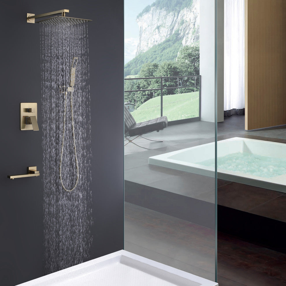 Pressure Balanced Water-Saving 3-Function Rain Shower System with Rough-in Valve