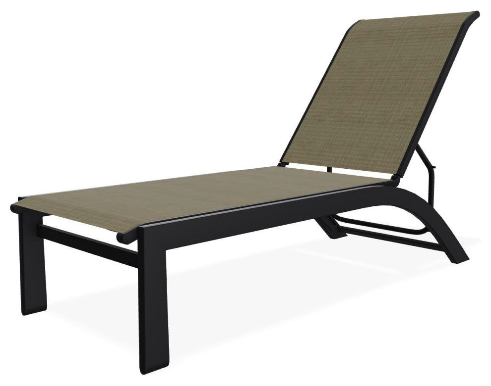Kendall Sling Stackable Outdoor Chaise Lounge, Elevation Stone/Black