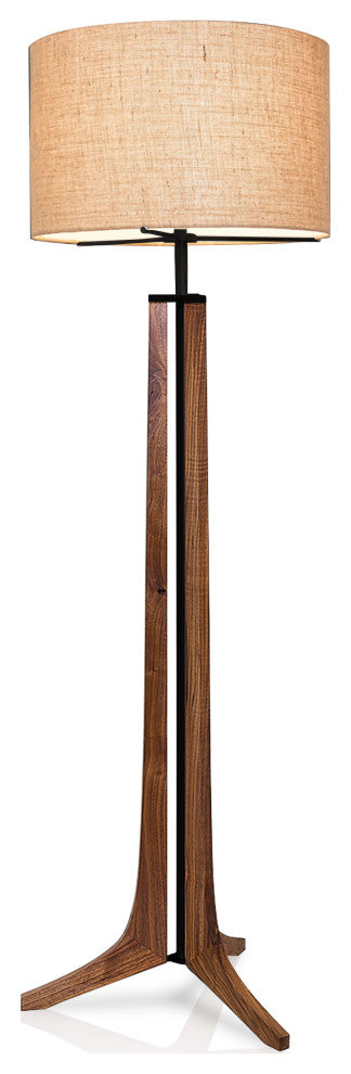 Forma - LED Floor Lamp - Burlap Shade, Oiled Walnut, Black Anodized Aluminum