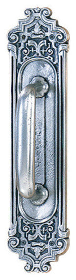 Ornate 15.75" Entryway Door Pull, Polished Pewter