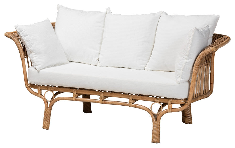 Modern Bohemian Natural Rattan Sofa With Cushion