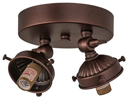 Meyda Lighting 162993 5"W Mahogany Bronze 2 Light Flushmount Hardware