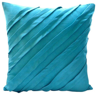 Contemporary Turquoise, Blue 14"x14" Faux Suede Fabric Pillowcase