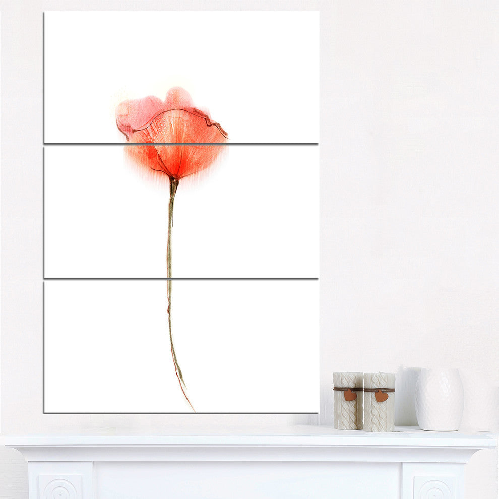 "Watercolor Large Red Poppy Flower" Metal Wall Art, 3 Panels, 28"x36"
