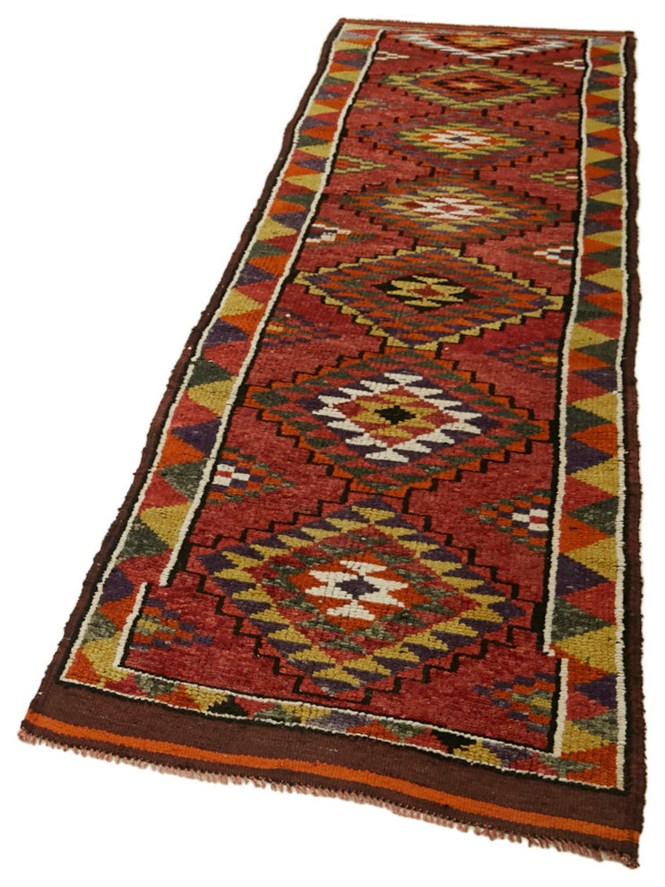 Rug N Carpet - Hand-knotted Turkish 2' 10" x 11' 7" Vintage Runner Rug