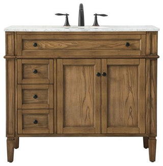 Elegant Decor Park Avenue 40" Aluminum MDF Single Bathroom Vanity in Driftwood