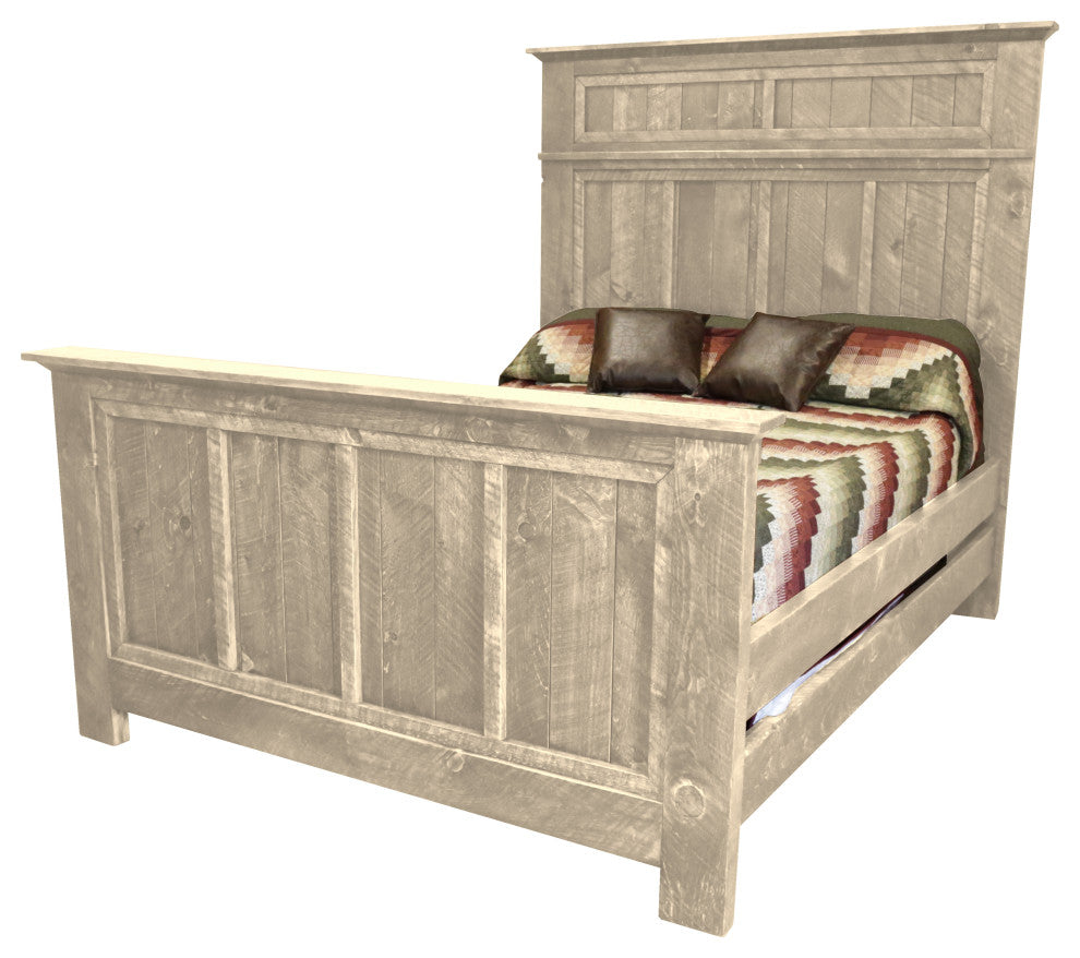 Barnwood Style Timber Peg North River Panel Bed, Frost, Full