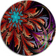 Fractal Flower In Dark Red Digital Art, Floral Round Wall Art, 11"