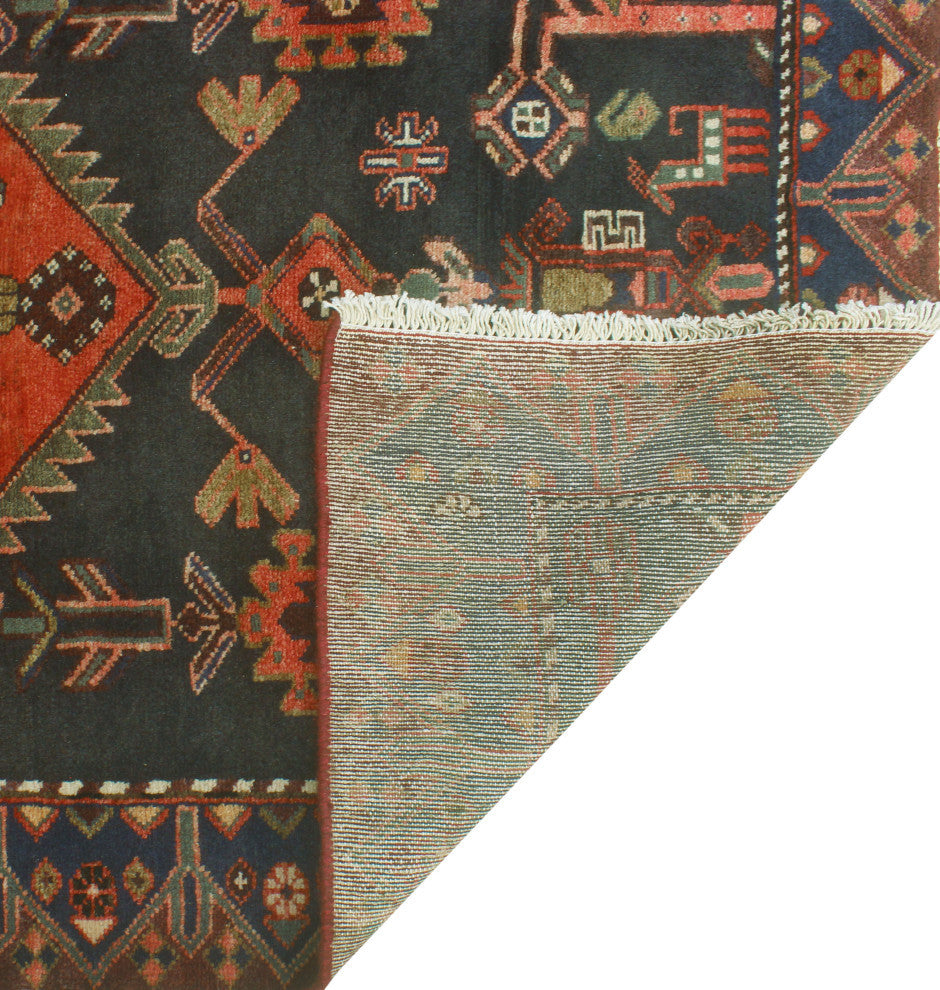 Fine Vintage Distressed Sanaz Red/Charcoal Runner, 3'4 x 9'8