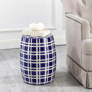 Safavieh Eytan 18.25" Garden Stool, Navy/White