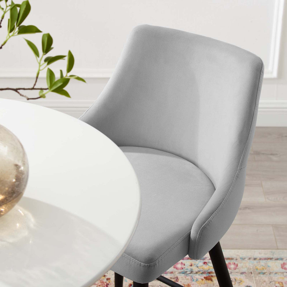 Bar Stool Chair Barstool, Velvet, Gray, Modern, Bar Cafe Bistro Restaurant