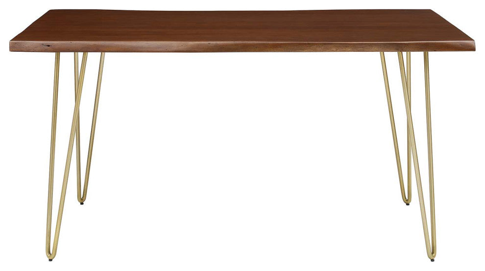 Henley 60" Live Edge Acacia Wood Dining Table, Gold Walnut