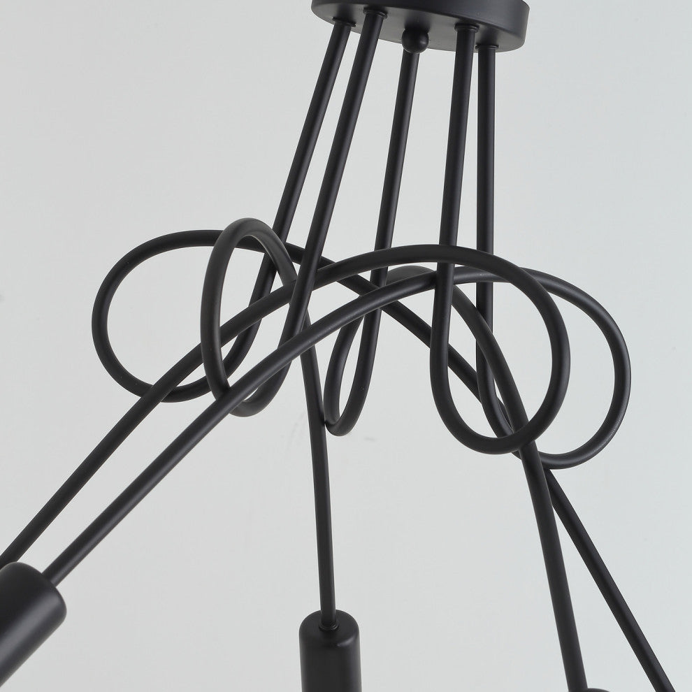 5-Light Flush Mount Light Modern Industrial Sputnik Ceiling Lighting, Black