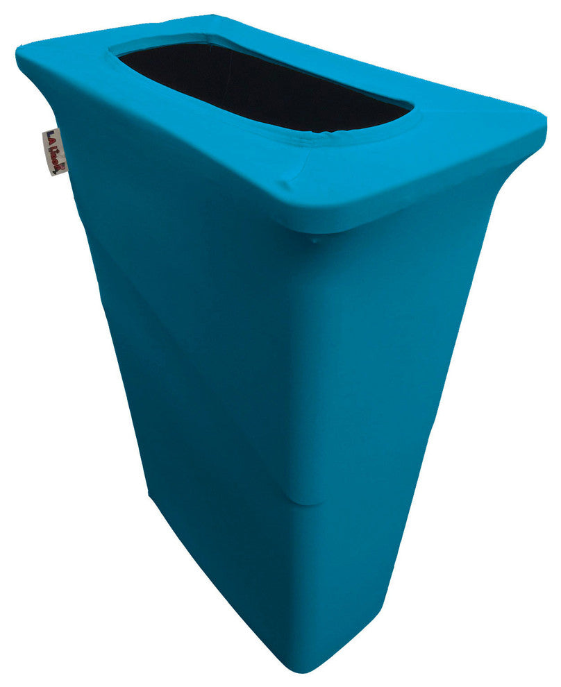 LA Linen Stretch Spandex Trash Can Cover for Slim Jim 23 gal., Turquoise