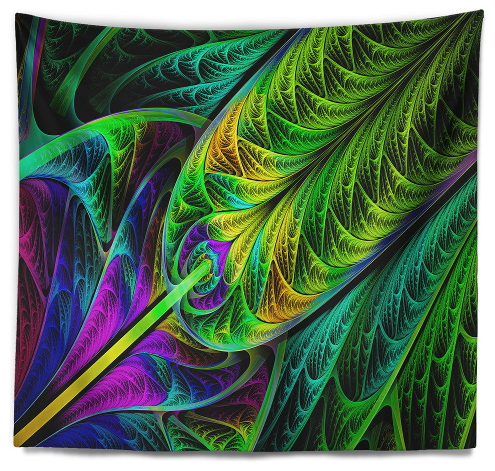 Green Stained Glass Texture Abstract Wall Tapestry, 80"x68"
