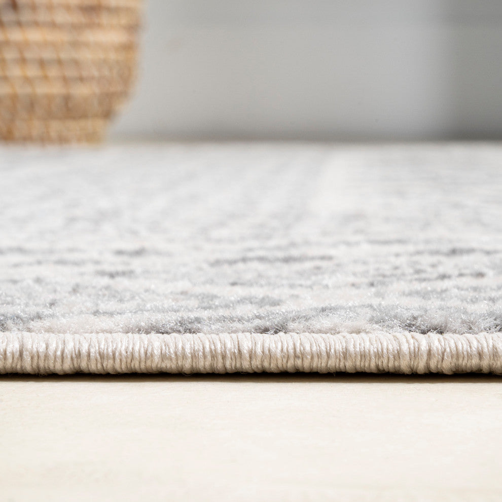 Athens Modern Geometric Boho Rug Gray/Cream 8 ft. x 10 ft. Area Rug