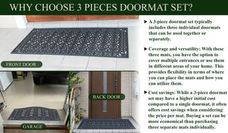 Rubber Grill Matching Doormat Set, Patio/Garage, Heavy Duty, 3-Piece Set