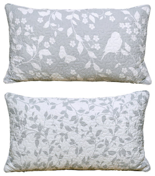 Birdsong 2 Piece Lumbar Pillow Shell Sets, Gray, (2) 14" X 26"