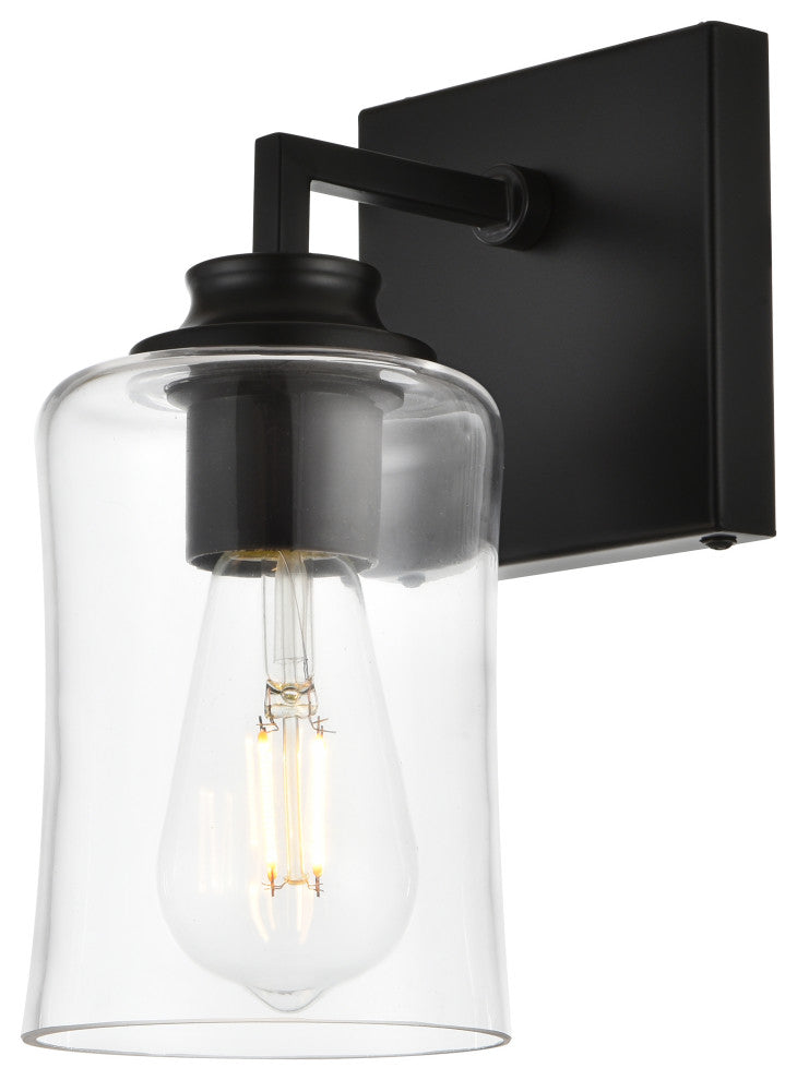 1 Light Black And Clear Bath Sconce