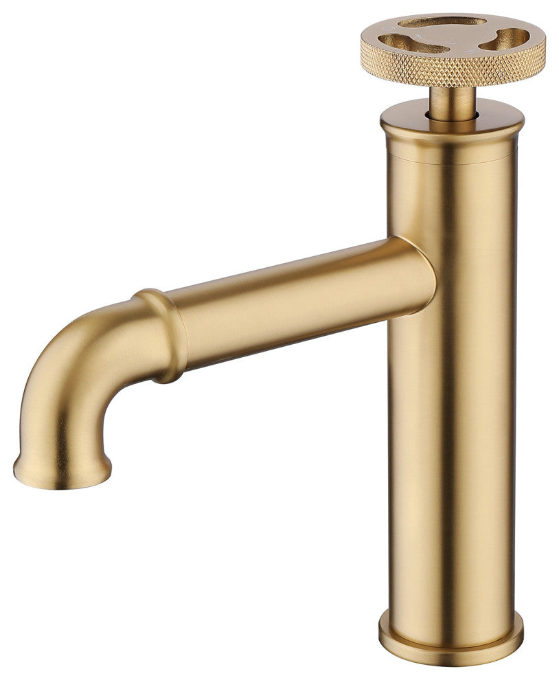 Deck Mounted Single Hole Bathroom Sink Faucet, Brushed Gold