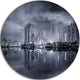 Black And White Singapore Skyline, Cityscape Disc Metal Wall Art, 36"