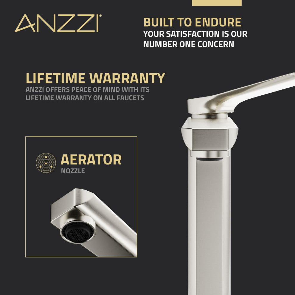 1-Handle Bathroom Vessel Sink Faucet, Brushed Nickel