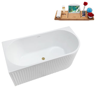 59" Streamline Bathtub and Tray With Drain, Brushed Brass