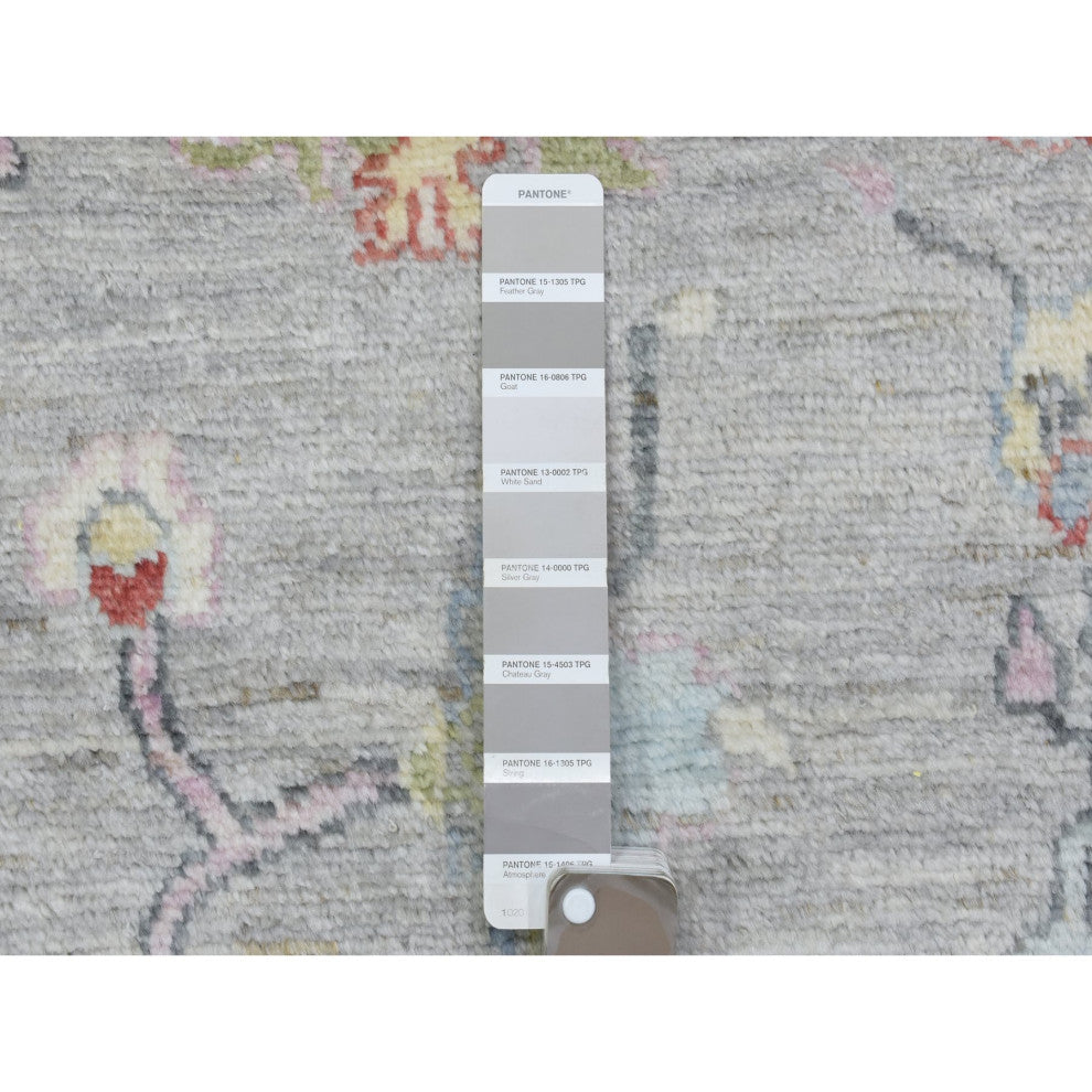 Light Gray, Hand Knotted Afghan Angora Oushak, Soft Wool Rug, 8'1"x10'1"