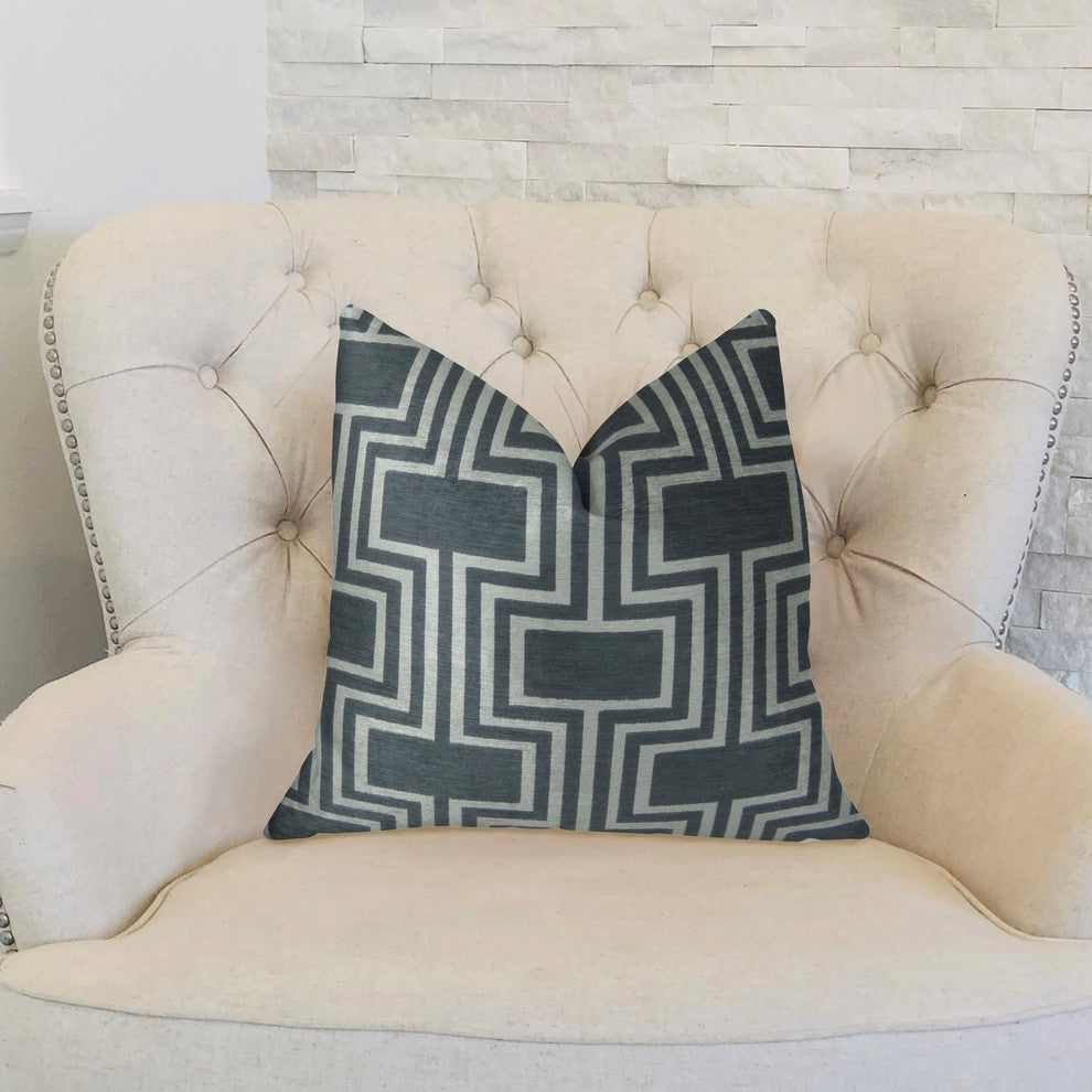 Argyle Square Black and White Handmade Luxury Pillow, 18"x18"