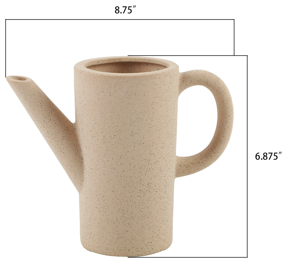 8.75" Ceramic Watering Can,Speckle Natural