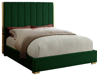 Becca Velvet Upholstered Bed, Green, King