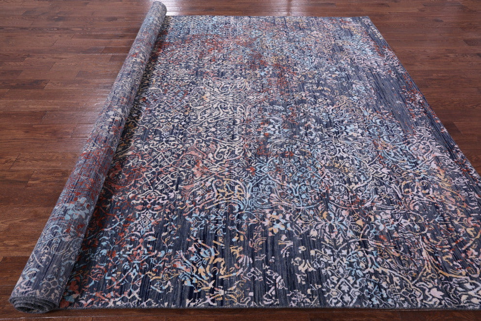 Wool and Silk Hand-Knotted Modern Rug 9' 1" X 12' 0" Q9253