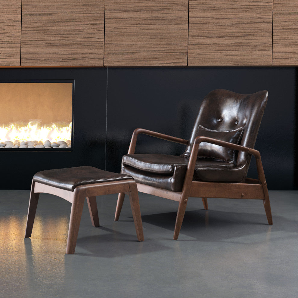 Bully Lounge Chair and Ottoman Brown