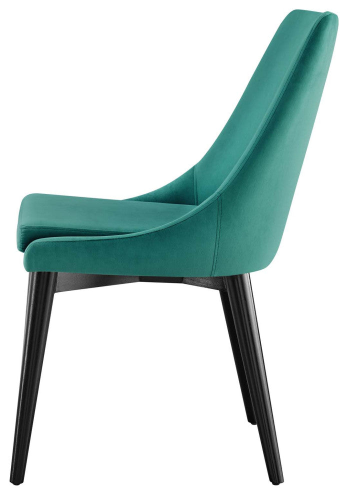 Side Dining Chair, Set of 2, Teal Blue, Velvet, Modern, Cafe Bistro Hospitality