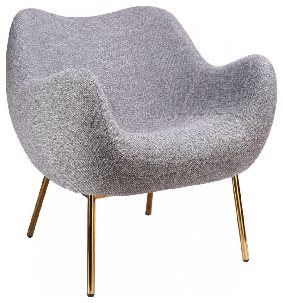 29" Plush Gray and Gold Comfy Accent Chair