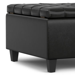 Harrison Small Square Coffee Table Storage Ottoman, Midnight Black