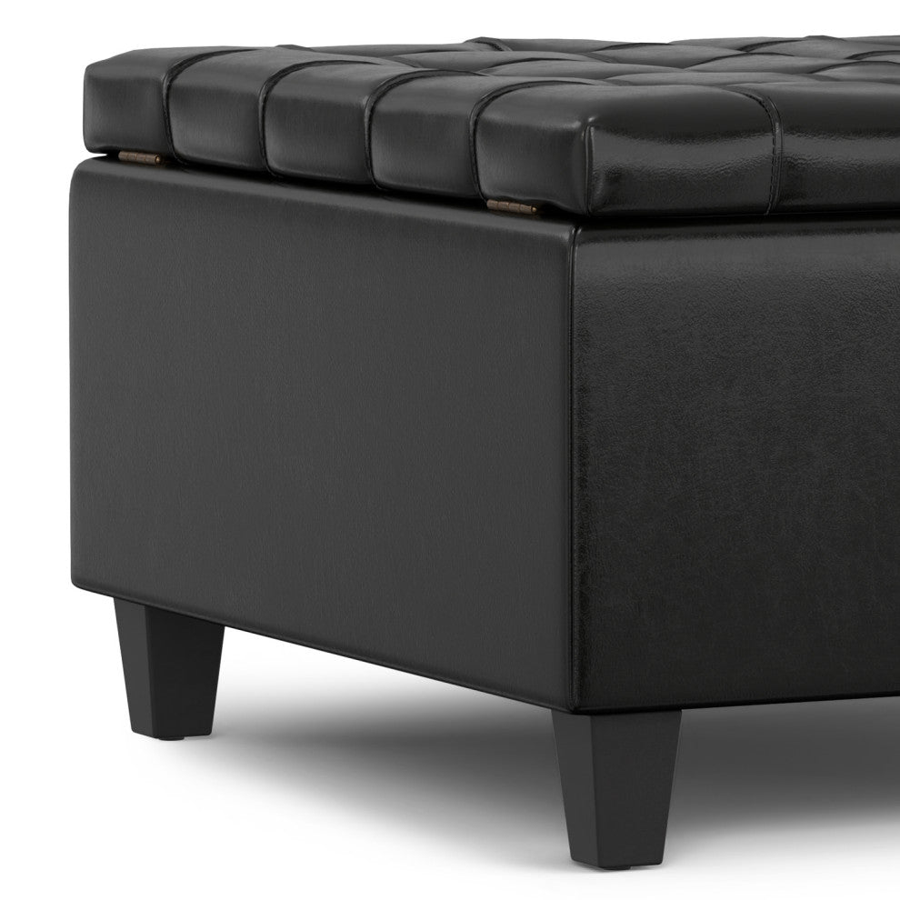 Harrison Small Square Coffee Table Storage Ottoman, Midnight Black