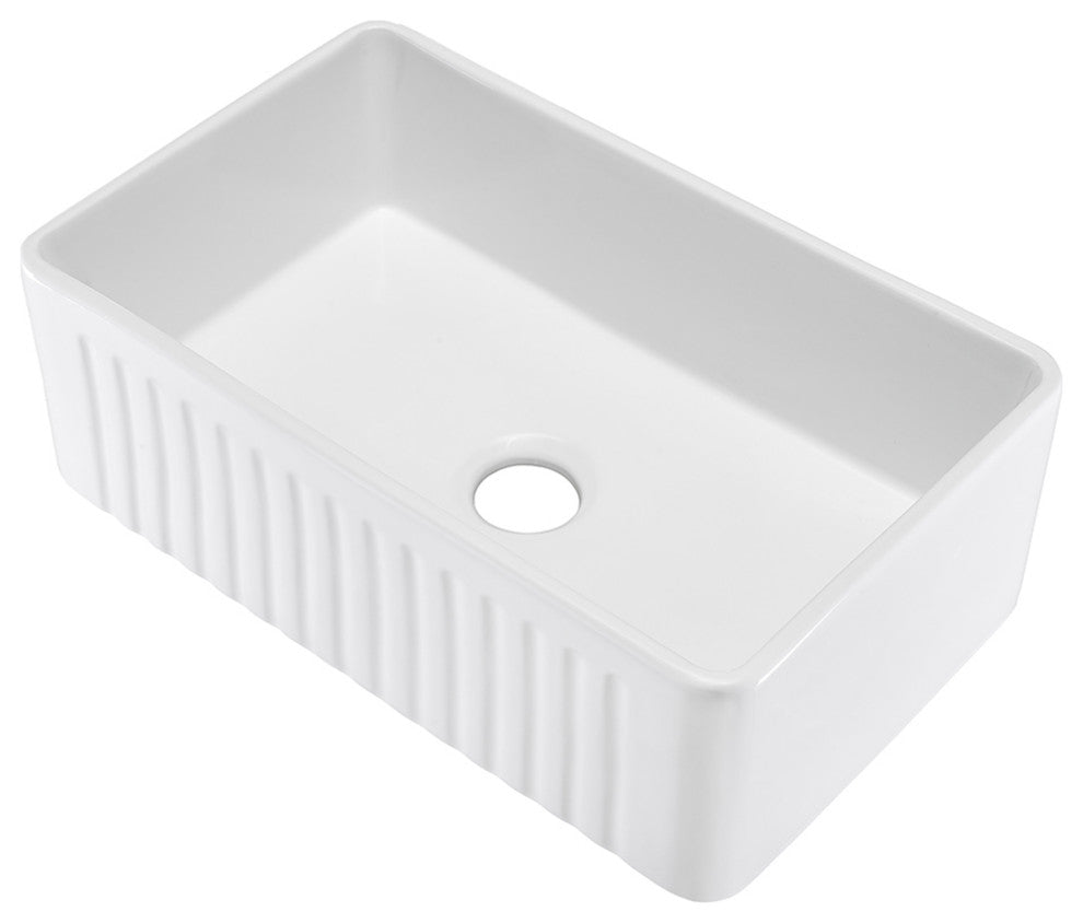 Delice 30"x18" Ceramic, Farmhouse Kitchen Sink With Apron