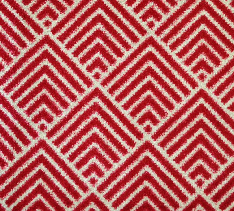 2' x 6' Deep Red and Tan Arrow Geo Washable Runner Rug