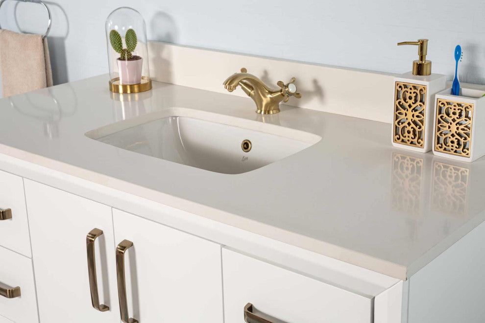 Fabia Collection 48" Bathroom Vanity With Sink, Mirror, Countertop, White