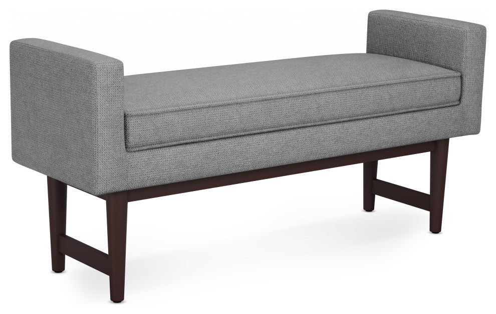 Scott Solid Hardwood Ottoman Bench, Pewter Grey