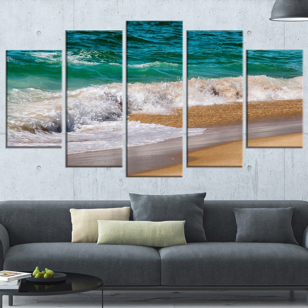 "Typical Atlantic Seashore in Summertime" Seascape Wall Art, 5 Panels, 60"x32"
