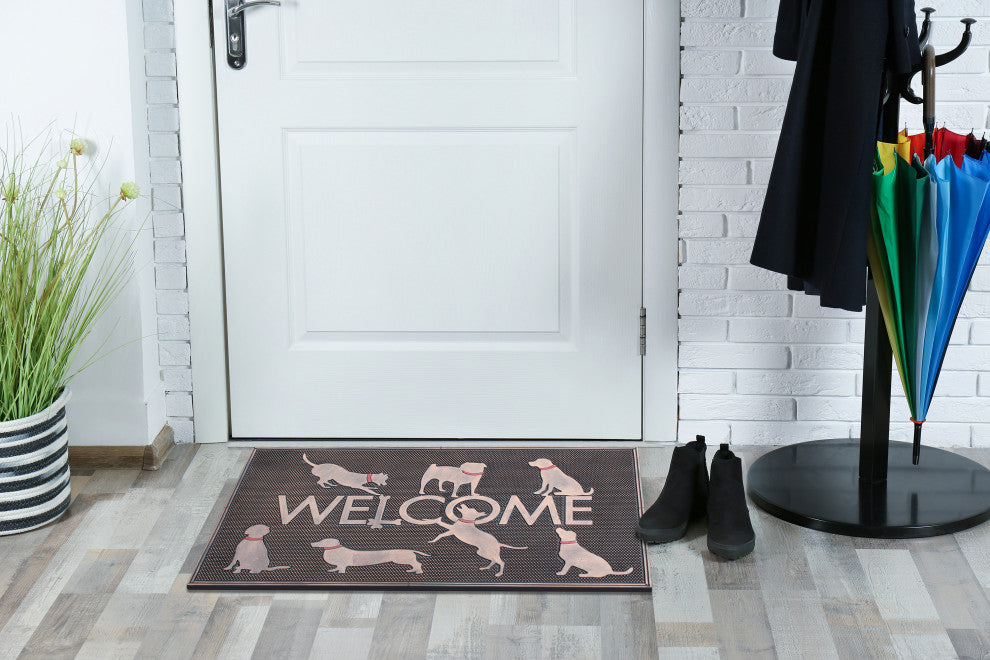A1HC  Dogs Welcome Rubber Pin Mat, Beautifully Copper Finished 18"x30"