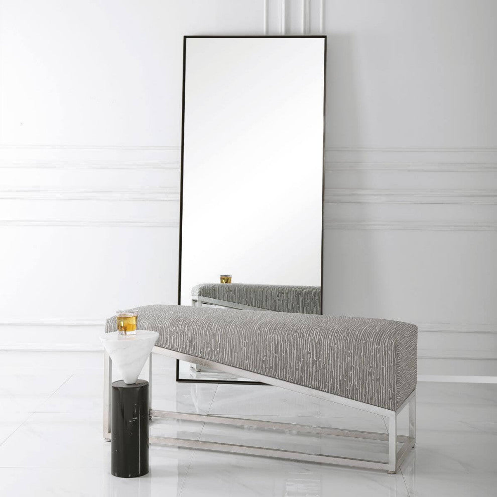 Uttermost Uphill Climb 48x21" Geometric Bench, Brushed Silver