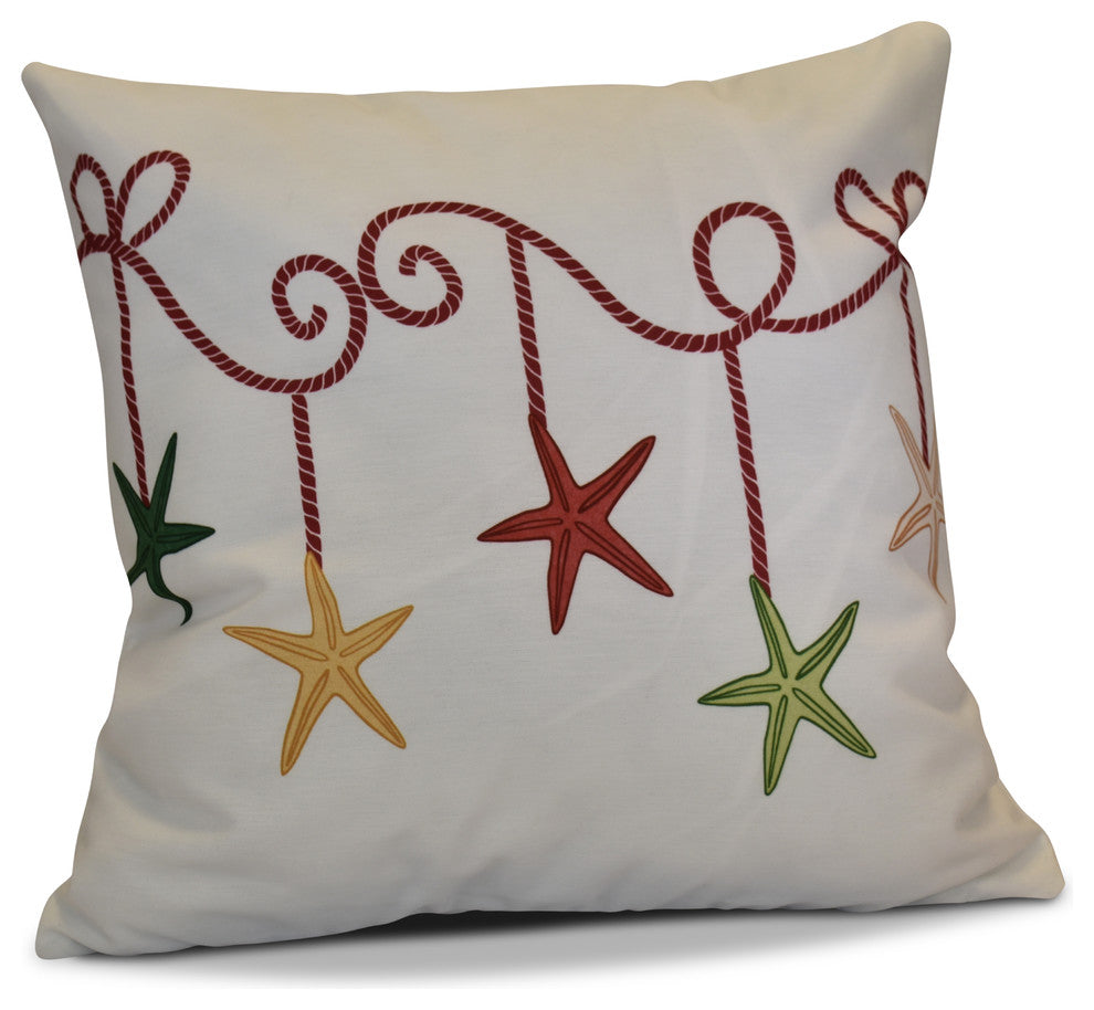 Decorative Holiday Pillow Geometric Print, Cranberry, 16"x16"