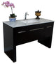 55.3" Single Sink Vanity, Black With Marble Top, White